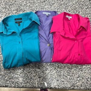 🦊 Foxcroft Women’s button down blouses bundle of 3 size 20W Non-iron shaped fit